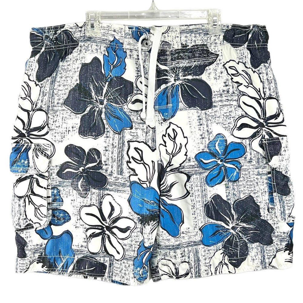 Graphite Sport Cargo Swim Shorts Trunks Mens XL Hawaiian Tropical Flower Print